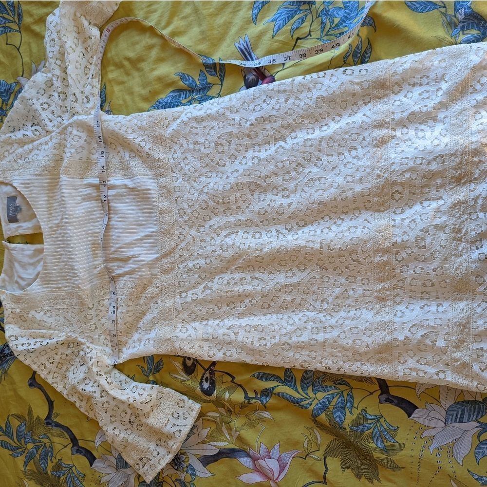 HOSS introqia cotton lace cream colored 3/4th sleeve shift dress sz 40 euc - Picture 3 of 5